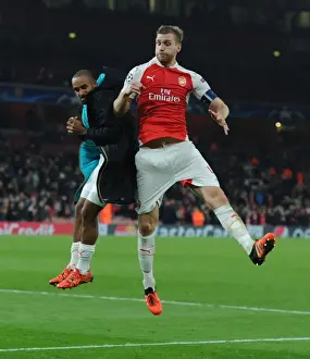 Arsenal V Bayern Munich 2015/16 Prints: Arsenal Champions League Victory: Theo Walcott and Per Mertesacker's Jubilant Moment (2015/16)