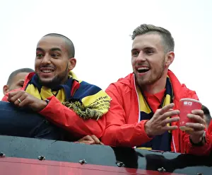Arsenal FA Cup Final Victory Parade 2014-15 Prints: Arsenal Champions: Walcott and Ramsey's FA Cup Victory Celebration