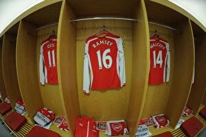 Images Dated 11th January 2015: Arsenal Changing Room: Aaron Ramsey's Shirt Before Arsenal vs Stoke City (2014-15)