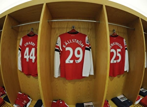 Arsenal V Swansea City 2013-14 Prints: Arsenal Changing Room: Gnabry, Kallstrom, Jenkinson Prepare for Swansea Clash (2013-14)