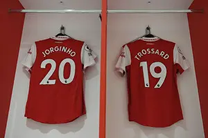 Arsenal Changing Room: Jorginho and Trossard Shirts Before Arsenal vs. Brentford