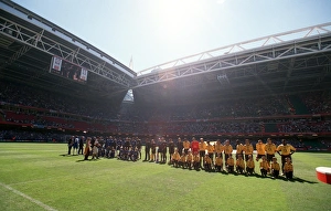The Team Collection: The Arsenal and Chelsea teams line up before the match. Arsenal 1: 2 Chelsea