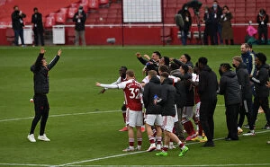 Arsenal v Brighton & Hove Albion 2020-21 Collection: Arsenal Clinch Premier League Title: David Luiz and Team Celebrate Historic Victory over Brighton