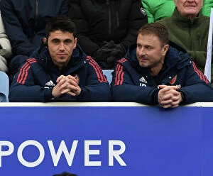 Images Dated 25th February 2023: Arsenal Coaches Carlos Cuesta and Ianki Cana Pavon at Leicester City vs Arsenal FC