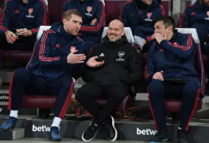 West Ham United V Arsenal 2019-20 Prints: Arsenal Coaches Ljungberg, Mertesacker