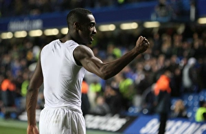 Chelsea v Arsenal 2008-09 Collection: Arsenal defender Johan Djourou celebrates after the match