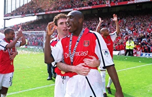 Arsenal defenders Martin Keown and Sol Campbell celebrate after the match Arsenal defenders Martin Keown and Sol Campbell celebrate after the match