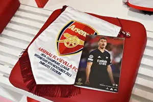 Arsenal V Sevilla 2023-24 Prints: Arsenal Dressing Room: Gearing Up for Battle against Sevilla in the 2023/24 UEFA Champions League