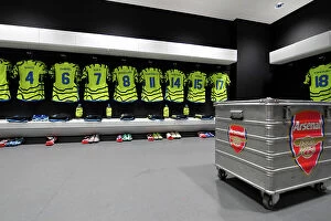 Images Dated 1st November 2023: Arsenal Dressing Room: Pre-Match Huddle before West Ham Carabao Cup Clash, 2023-24
