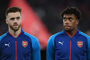 Arsenal V Östersunds FK 2017-18 Prints: Arsenal Duo Calum Chambers and Alex Iwobi Before Europa League Clash vs Ostersunds FK