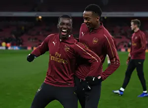 Arsenal V Blackpool Carabao Cup 2018-19 Prints: Arsenal Duo Eddie Nketiah and Joe Willock Before Carabao Cup Clash vs Blackpool
