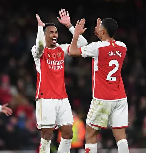Arsenal Duo Gabriel Magalhaes and Williams Saliba Celebrate Victory Over Burnley in 2023-24 Premier League