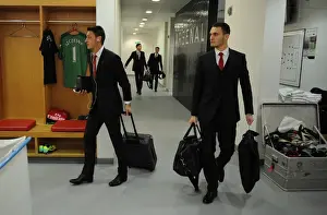 Arsenal Duo Mesut Ozil and Thomas Vermaelen in the Changing Room before Arsenal vs Southampton (2013-14)