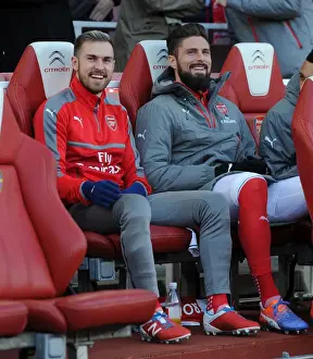Arsenal V AFC Bournemouth 2016/17 Prints: Arsenal Duo: Ramsey and Giroud Pre-Match Huddle vs AFC Bournemouth (2016/17)