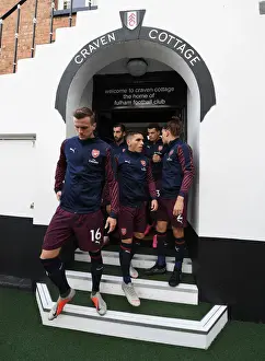 Fulham V Arsenal 2018-19 Prints: Arsenal Duo - Rob Holding and Lucas Torreira - Before Fulham Clash, Premier League 2018-19