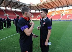 Images Dated 12th September 2012: Arsenal Duo Thomas Eisfeld and Hector Bellerin Before NextGen Series Clash vs. Olympiacos
