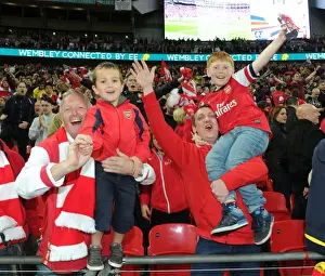 Arsenal V Wigan Athletic - FA Cup Semi Final 2014 Prints: Arsenal FA Cup Semi-Final Victory: Jubilant Fans Celebrate at Wembley Stadium