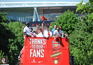 Arsenal Trophy Parade 2014 Prints: Arsenal FA Cup Victory: Celebrating with the Trophy in London, 2014