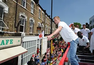 Arsenal Trophy Parade 2014 Prints: Arsenal FA Cup Victory: Per Mertesacker Celebrates with the Trophy