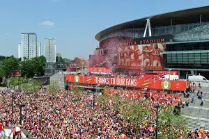 Arsenal FA Cup Victory Parade: Celebrating with the Trophy at Emirates Stadium (2014)
