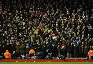 Images Dated 13th January 2016: Arsenal Fans at Anfield: Intense Rivalry in the Premier League (Liverpool vs Arsenal, 2015-16)