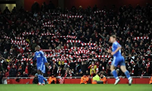 Arsenal fans. Arsenal 3: 1 Chelsea. Barclays Premier League. Emirates Stadium, 27 / 12 / 10