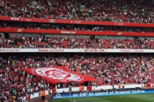 Arsenal fans with their banner before the match. Arsenal 0: 0 Manchester City