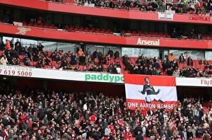 Arsenal v Burnley 2009-10 Gallery: Arsenal fans have a banner supporting Aaron Ramsey who broke his leg in the previous match