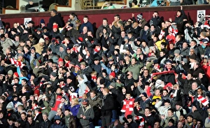 Aston Villa V Arsenal 2010-11 Prints: Arsenal fans celebrate the 2nd goal. Aston Villa 2: 4 Arsenal. Barclays Premier League