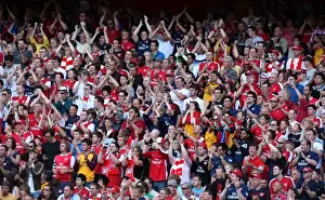 Arsenal V Rangers 2009-10 Prints: Arsenal Fans Celebrate 3-0 Victory Over Rangers in Emirates Cup
