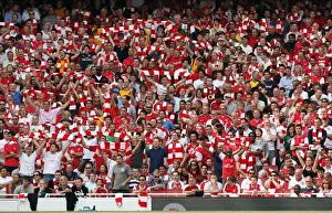 Arsenal V Portsmouth 2009-10 Prints: Arsenal Fans Celebrate 4:1 Victory Over Portsmouth in the Barclays Premier League at Emirates Stadium