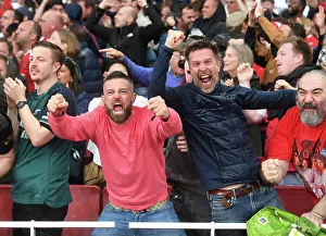 Arsenal Fans Celebrate: Arsenal FC vs. Fulham FC, Premier League 2023-24