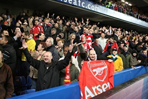 Chelsea V Arsenal 2008-09 Prints: Arsenal fans celebrate at the end of the match