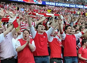 Arsenal V Hull City - FA Cup Final 2014 Prints: Arsenal Fans Celebrate FA Cup Victory: Arsenal 3-2 Hull City at Wembley, May 17, 2014