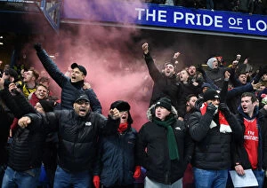 Images Dated 21st January 2020: Arsenal Fans Celebrate First Goal Against Chelsea in Premier League Clash