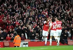 Arsenal fans celebrate the goal. Arsenal 1: 1 Wolverhampton Wanderers. Barclays Premier League