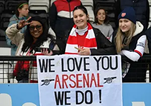 Arsenal Women V Aston Villa 2021-22 Prints: Arsenal Fans Celebrate at Meadow Park: Arsenal Women vs. Aston Villa Women, FA WSL 2021-22