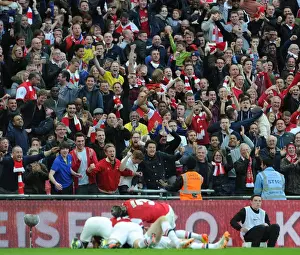 Arsenal Fans Celebrate Per Mertesacker's Goal in FA Cup Semi-Final vs Wigan Athletic