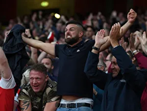 Arsenal fans celebrates Arsenals 3rd goal