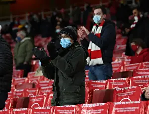 Arsenal Fans Cheer at Emirates Stadium during Arsenal v Rapid Wien UEFA Europa League Match