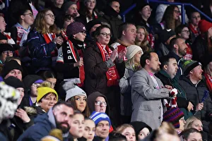 Arsenal Fans Cheer on Their Team at Leicester City vs. Arsenal (Barclays Women's Super League, 2023-24)