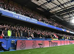 Chelsea V Arsenal 2022-23 Prints: Arsenal Fans at Chelsea's Stamford Bridge during the 2022-23 Premier League Match