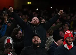 Arsenal V Wolverhampton Wanderers 2021-22 Prints: Arsenal Fans Euphoria: A Memorable Moment at Emirates Stadium - The Thrill of the Second Goal vs