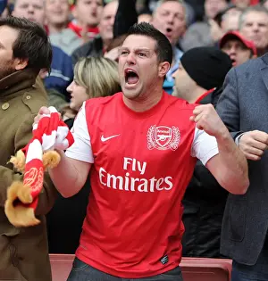 Arsenal V Manchester City 2011-12 Prints: Arsenal Fans Euphoria: Unforgettable Goal Against Manchester City, Premier League 2011-12