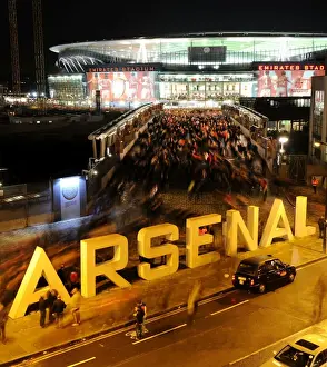 Arsenal Fans Exit Emirates Stadium After UEFA Champions League Match Against Olympiacos, 2012