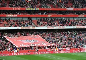 Arsenal fans flag. Arsenal 2: 1 Sunderland. Barclays Premier League. Emirates Stadium, 16 / 10 / 11