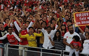Arsenal V Everton - Asia Trophy 2015-16 Prints: Arsenal Fans Gather Before Arsenal vs. Everton - 2015 Barclays Asia Trophy, Singapore