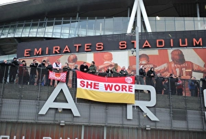 Arsenal V Swansea 2012-13 Prints: Arsenal Fans Gather at Emirates Stadium Before Arsenal vs. Swansea City (2012-13)