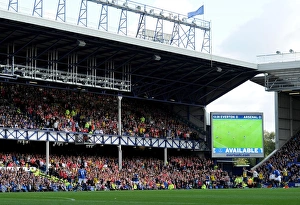 Everton V Arsenal 2014/15 Prints: Arsenal fans at Goodison. Everton 2: 2 Arsenal. Barclays Premier League. Goodison Park