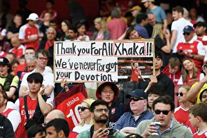 Arsenal Fans Show Gratitude: Xhaka Appreciation Banner at Emirates Stadium vs Wolverhampton Wanderers (2022-23)